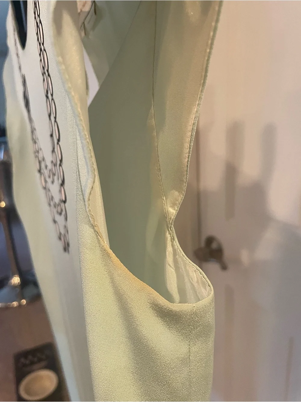 kate spade Mint Green Shift Dress with Black Necklace Print